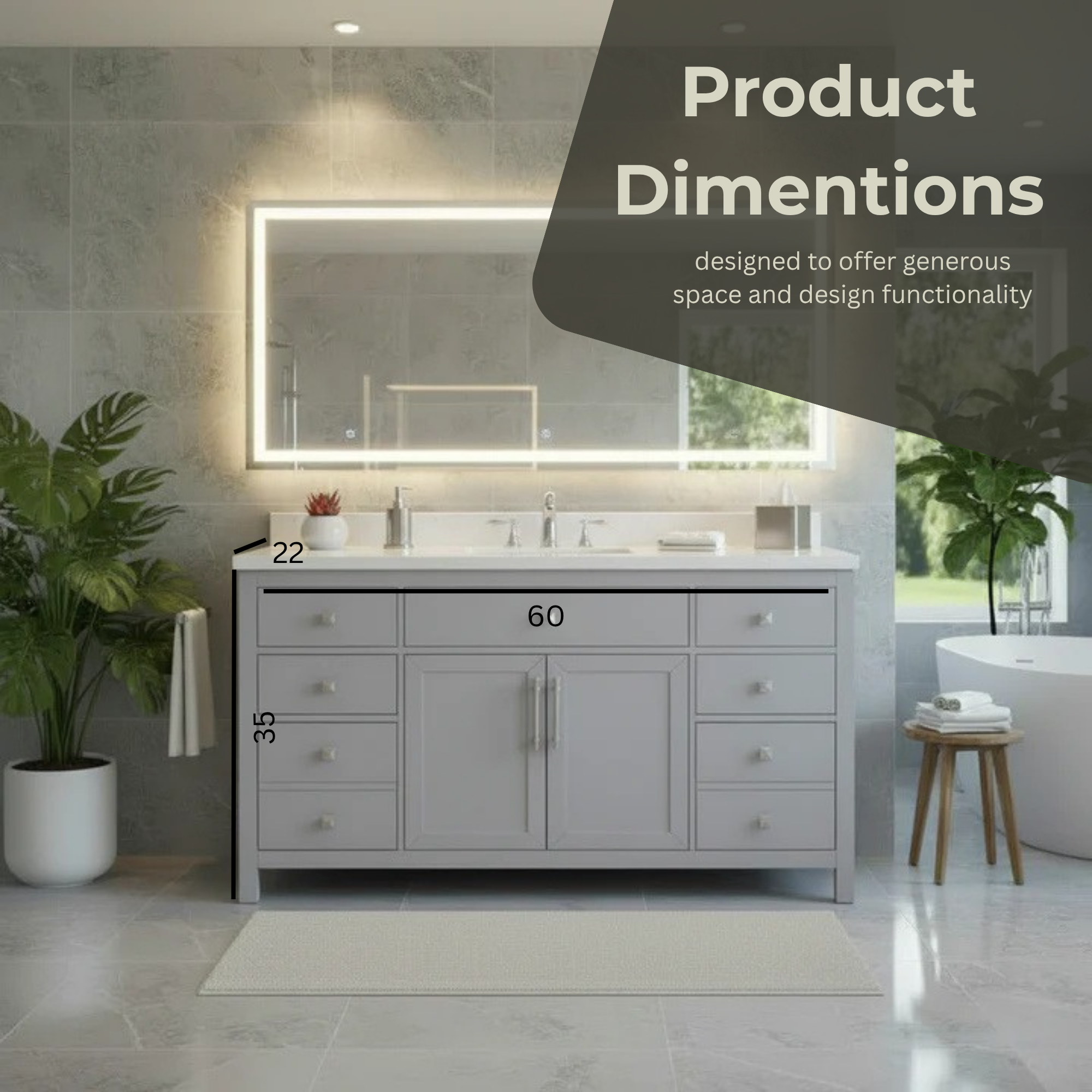 Oakford 60 inch product dimensions