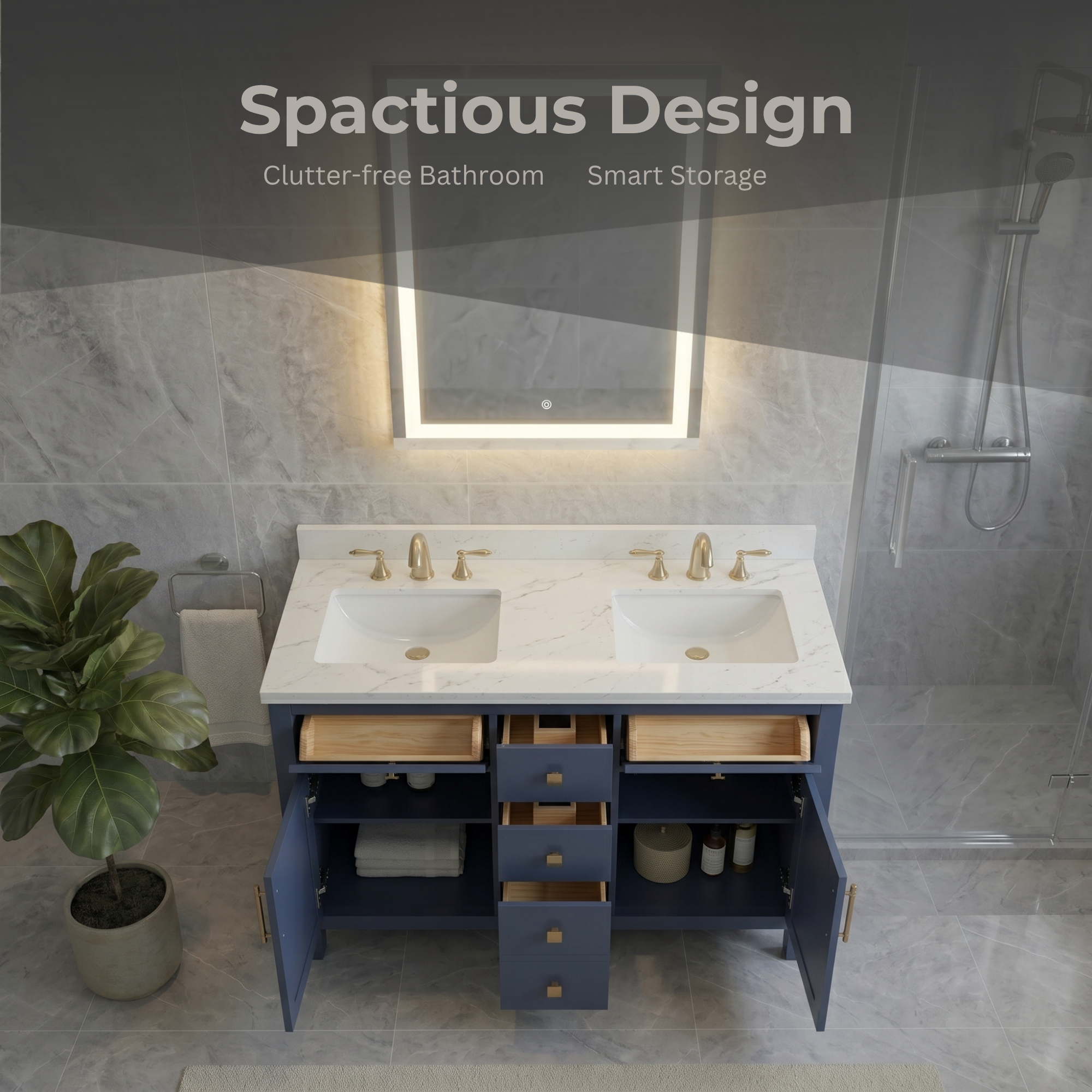 Lavanti Oakford - Navy Blue 48"  Double Sink