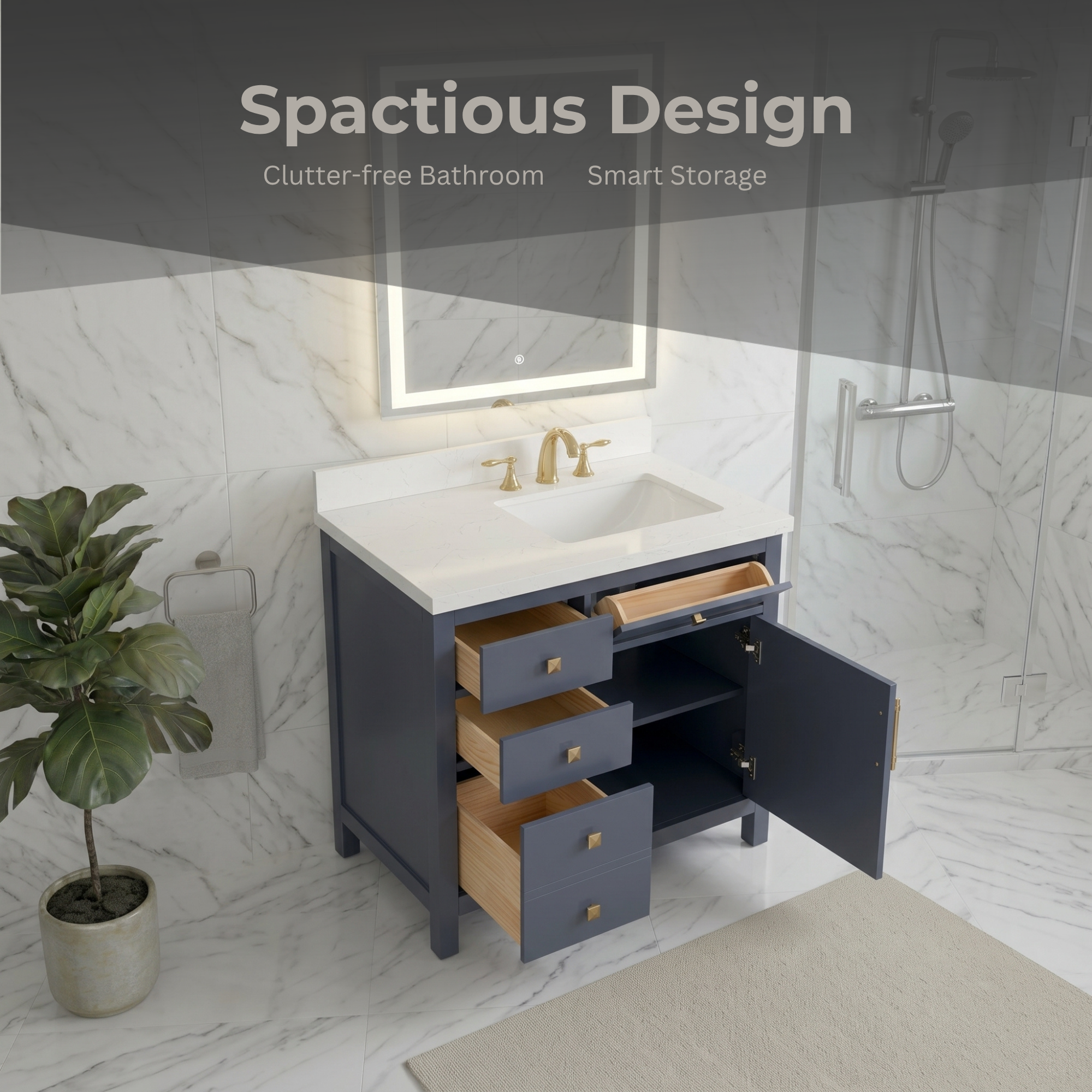 Lavanti Oakford - Navy Blue 36" Right Sink