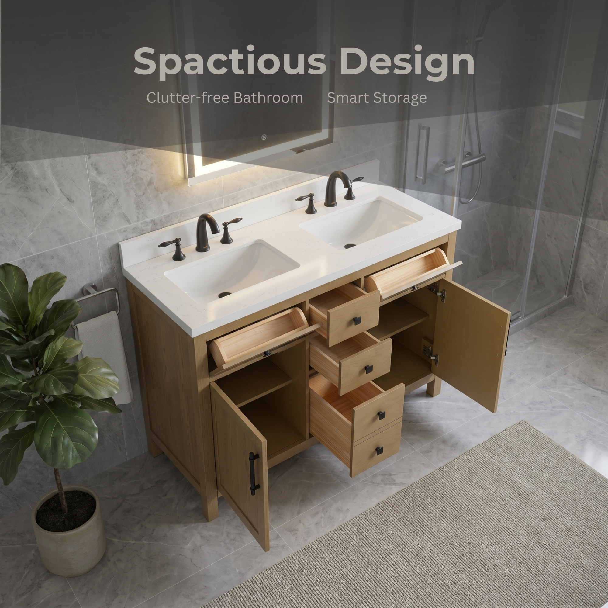Lavanti Oakford - Oak 48" Double Sink