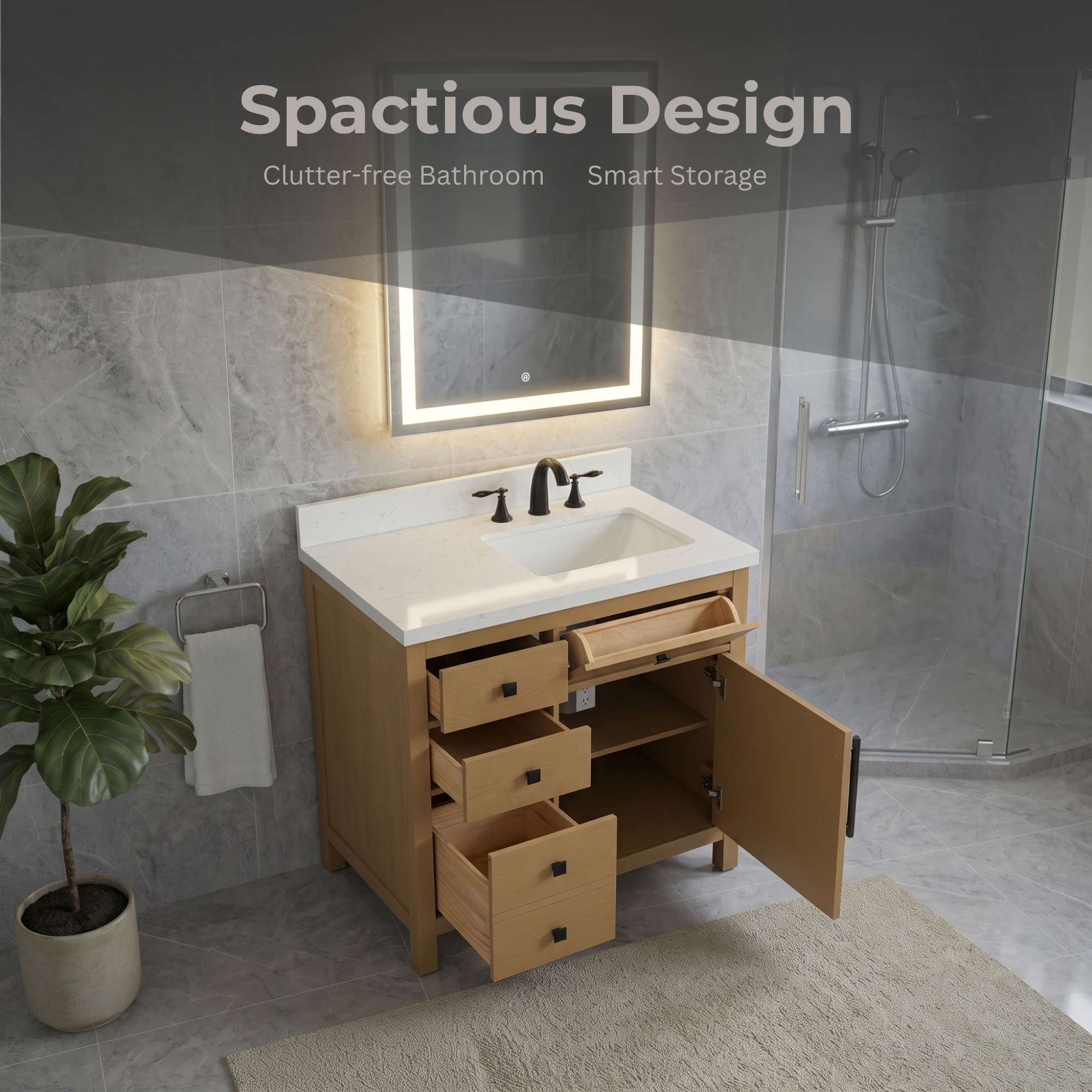 Lavanti Oakford - Oak 36" Right Sink