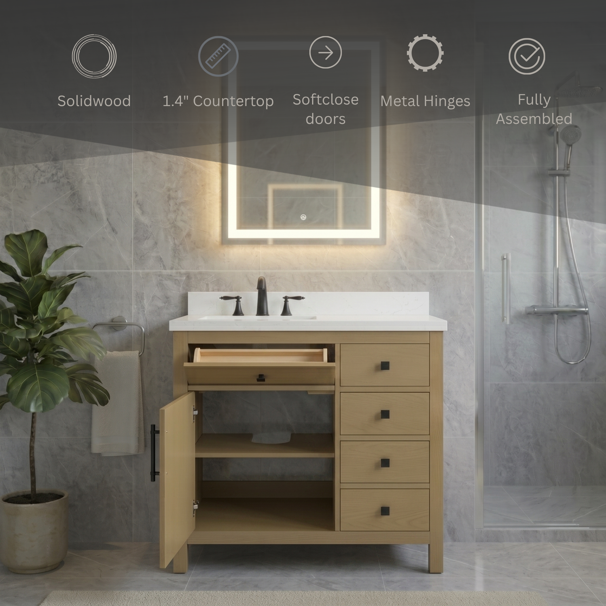 Lavanti Oakford - Oak 36" Left Sink