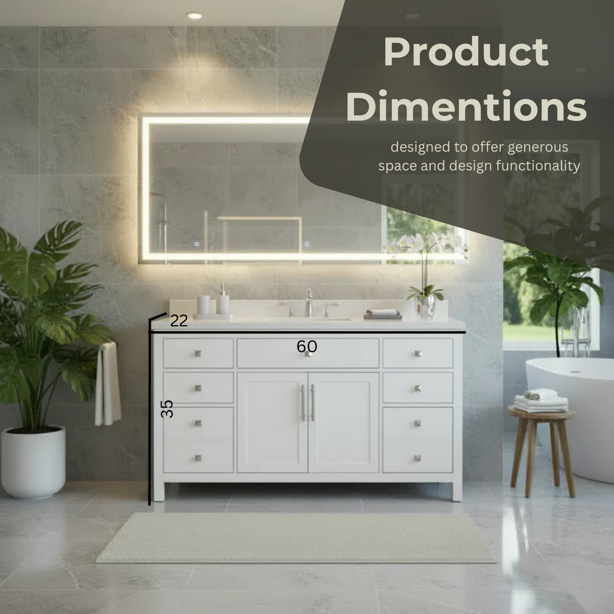 Lavanti Oakford - White 60" Single Sink