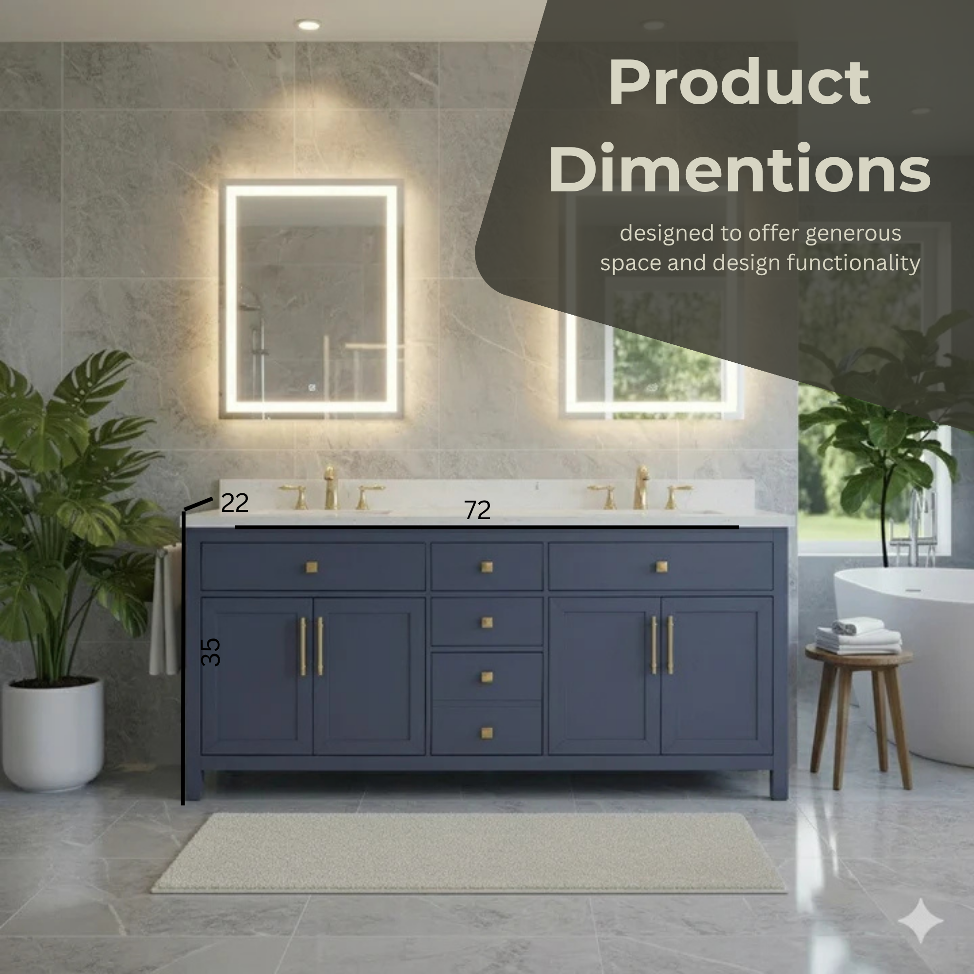 Lavanti Oakford - Navy Blue 72"