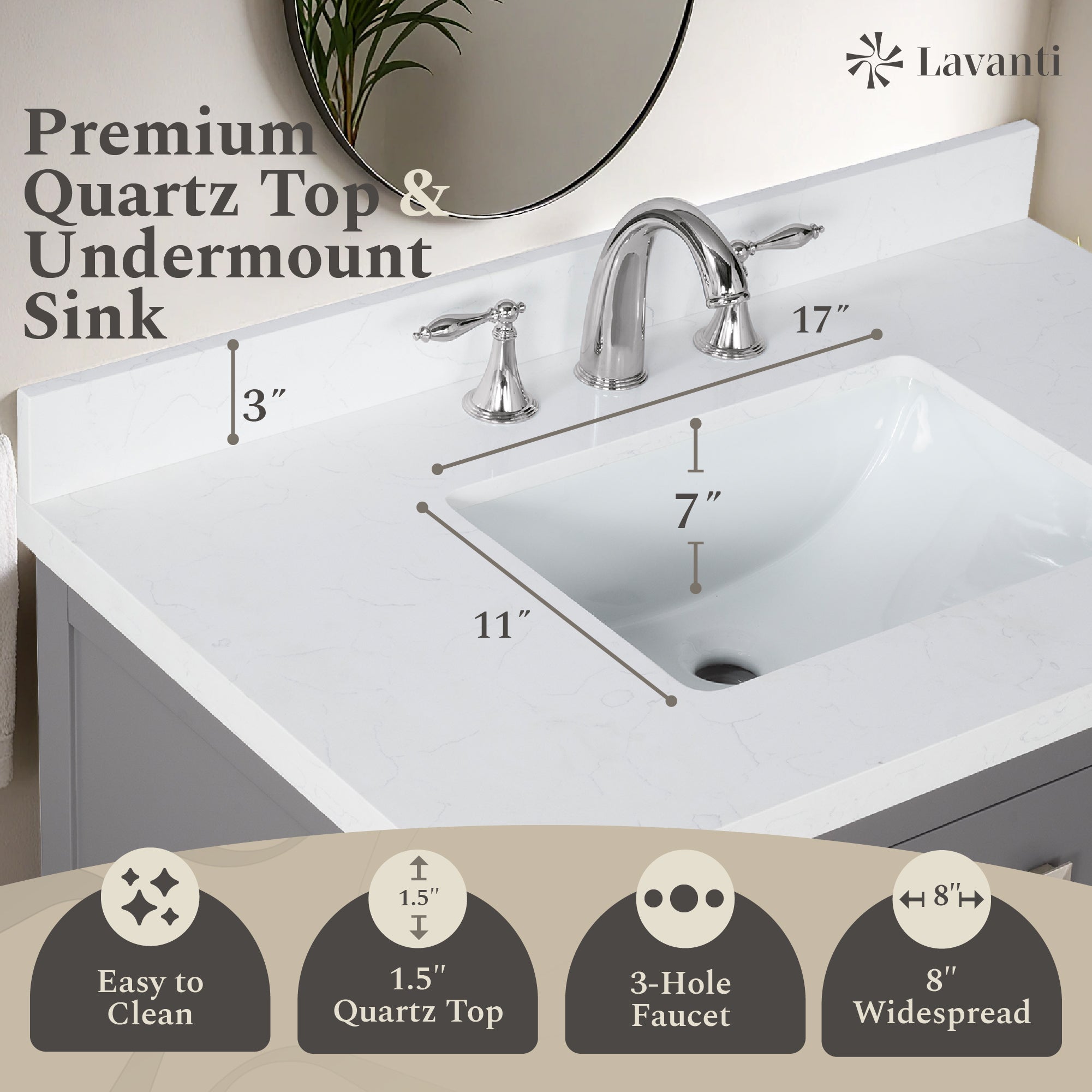 Lavanti Oakford - Gray 36"x18" Left Sink