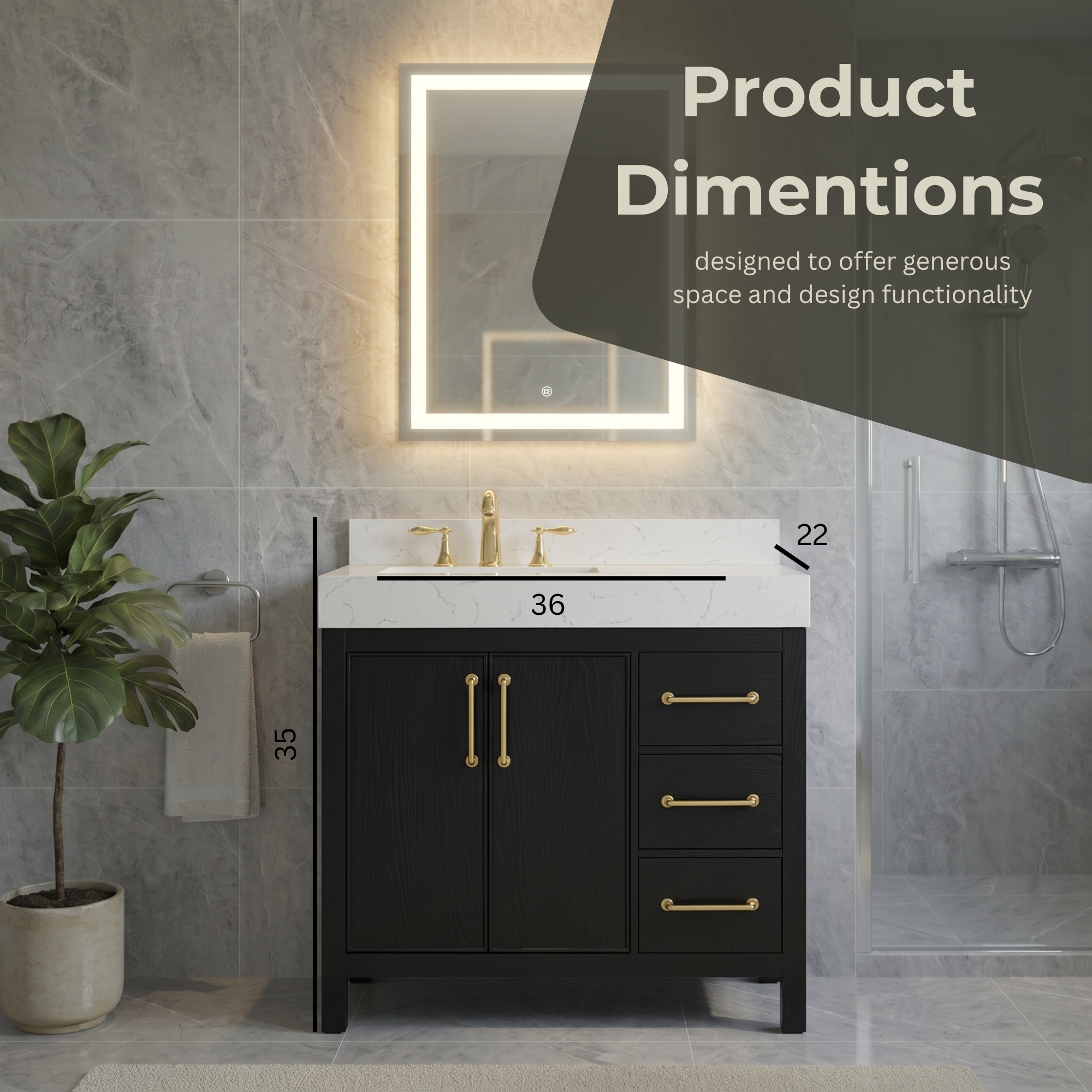 Lavanti Valvet - Firwood Black 36" Left Sink