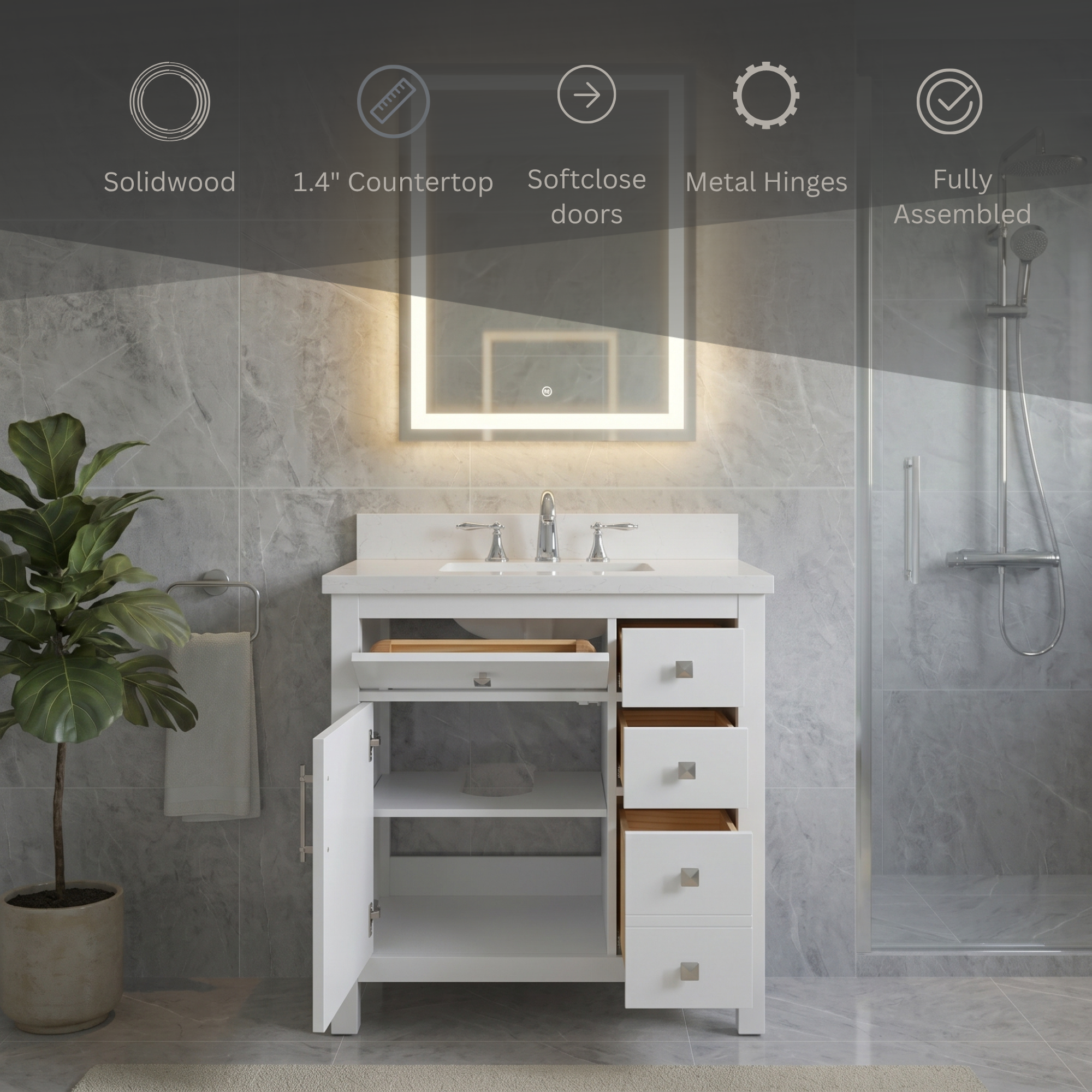 Lavanti Oakford - White 30"