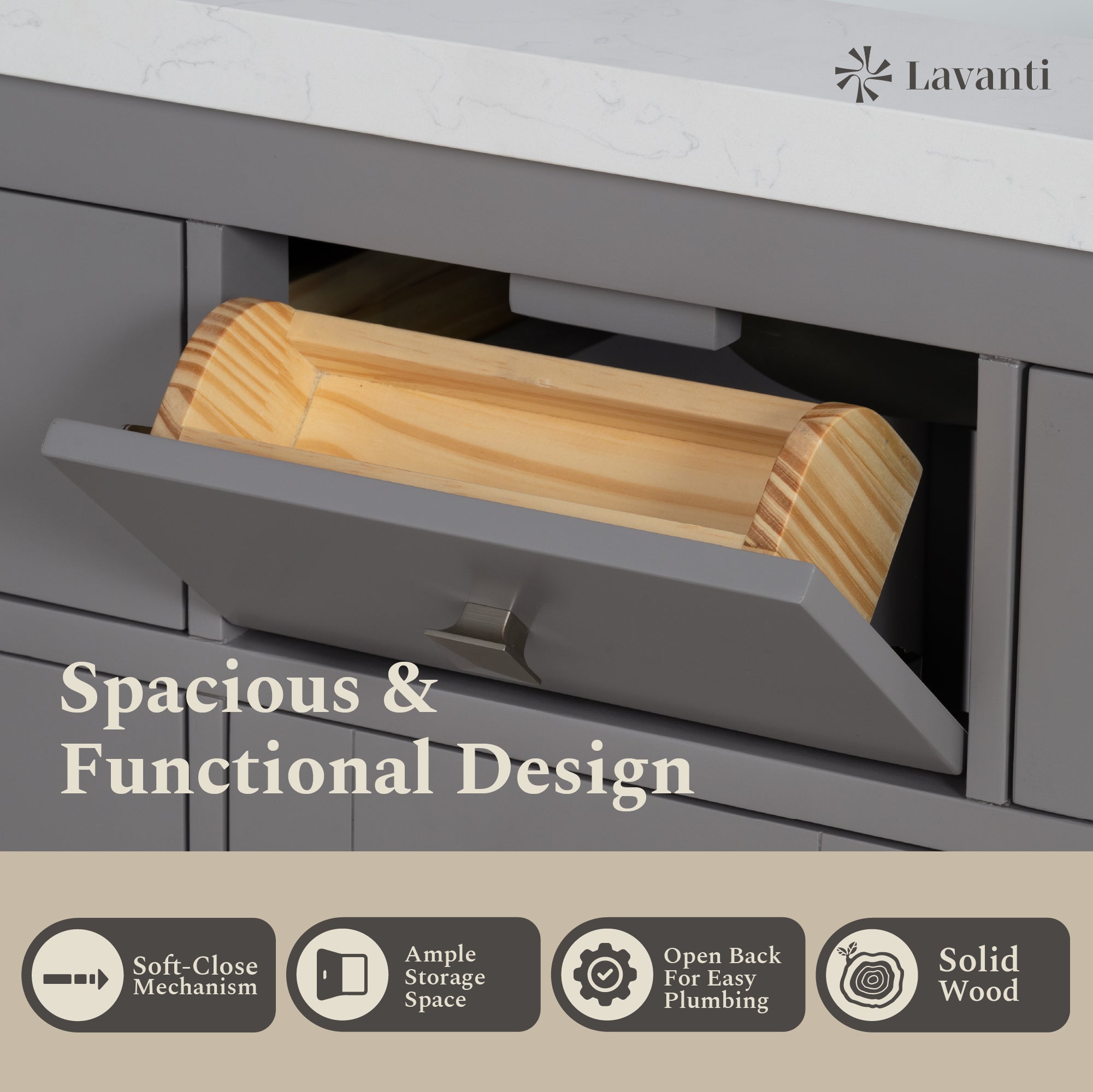 Lavanti Oakford - Gray 36"x18" Left Sink
