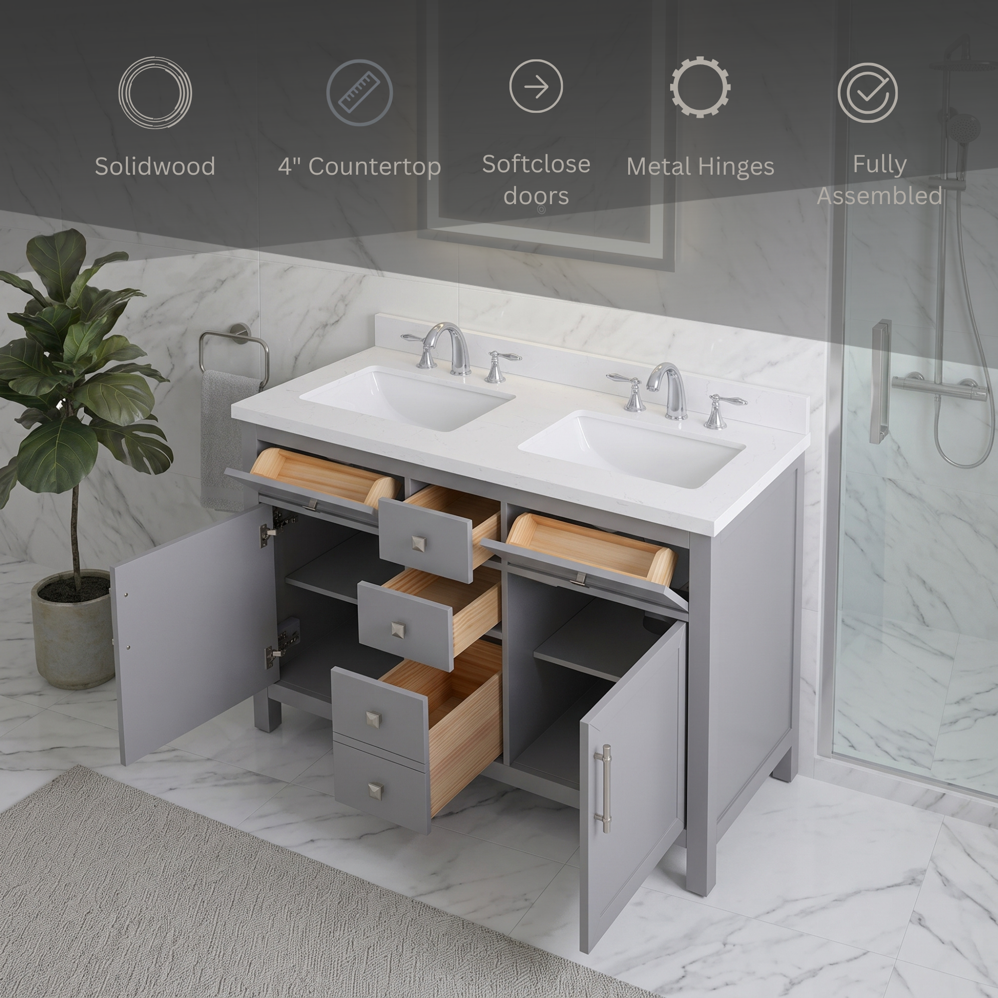 Lavanti Oakford - Gray 48" Double Sink