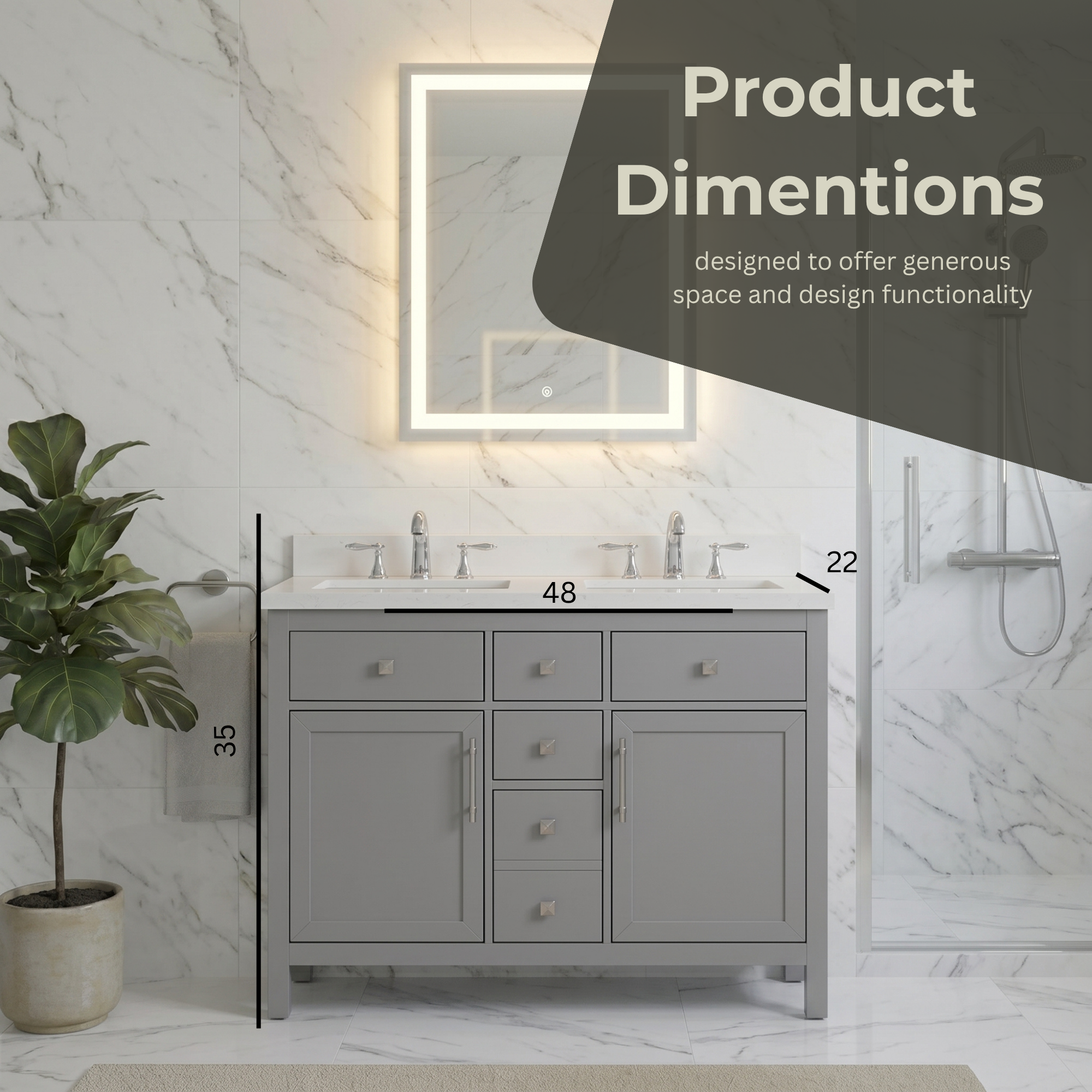 Lavanti Oakford - Gray 48" Double Sink