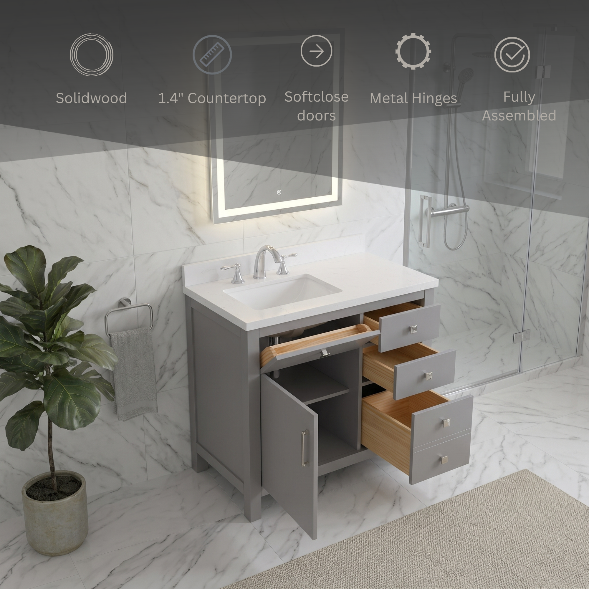 Lavanti Oakford - Gray 36" Left Sink