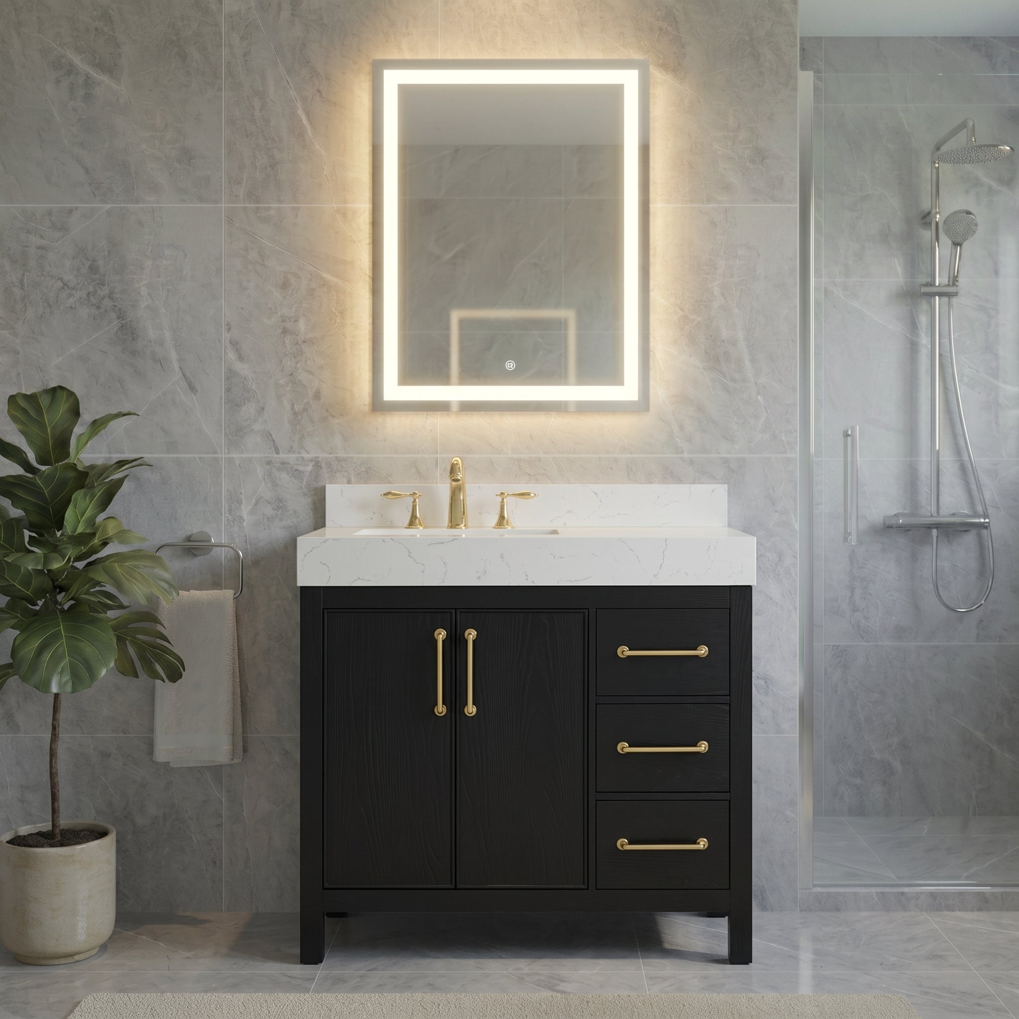Lavanti Valvet - Firwood Black 36" Left Sink