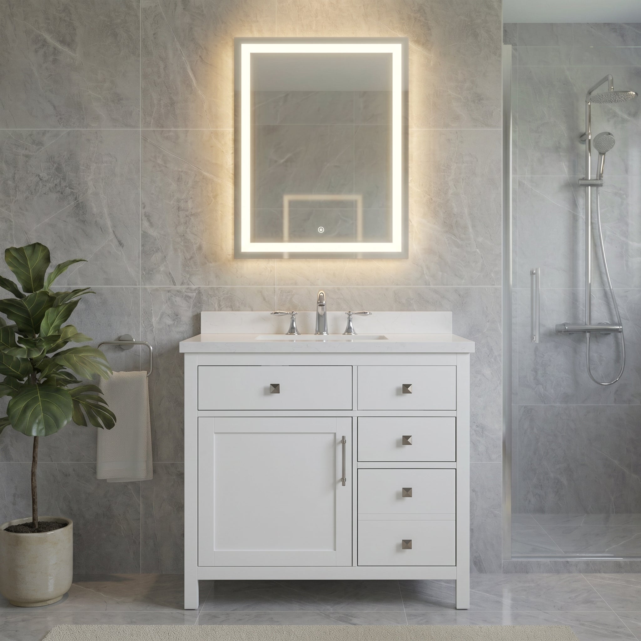 Lavanti Oakford - White 36" Left Sink