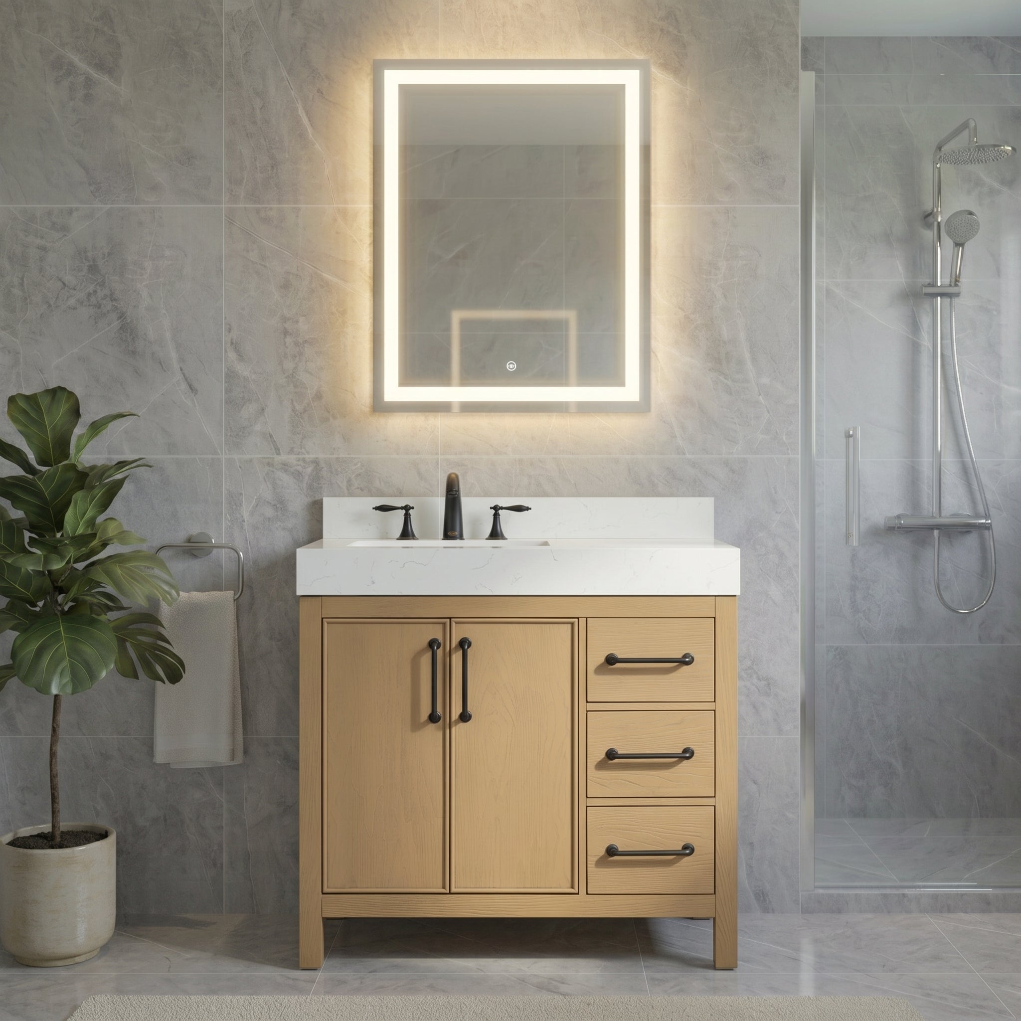 Lavanti Valvet - Oak 36" Left Sink