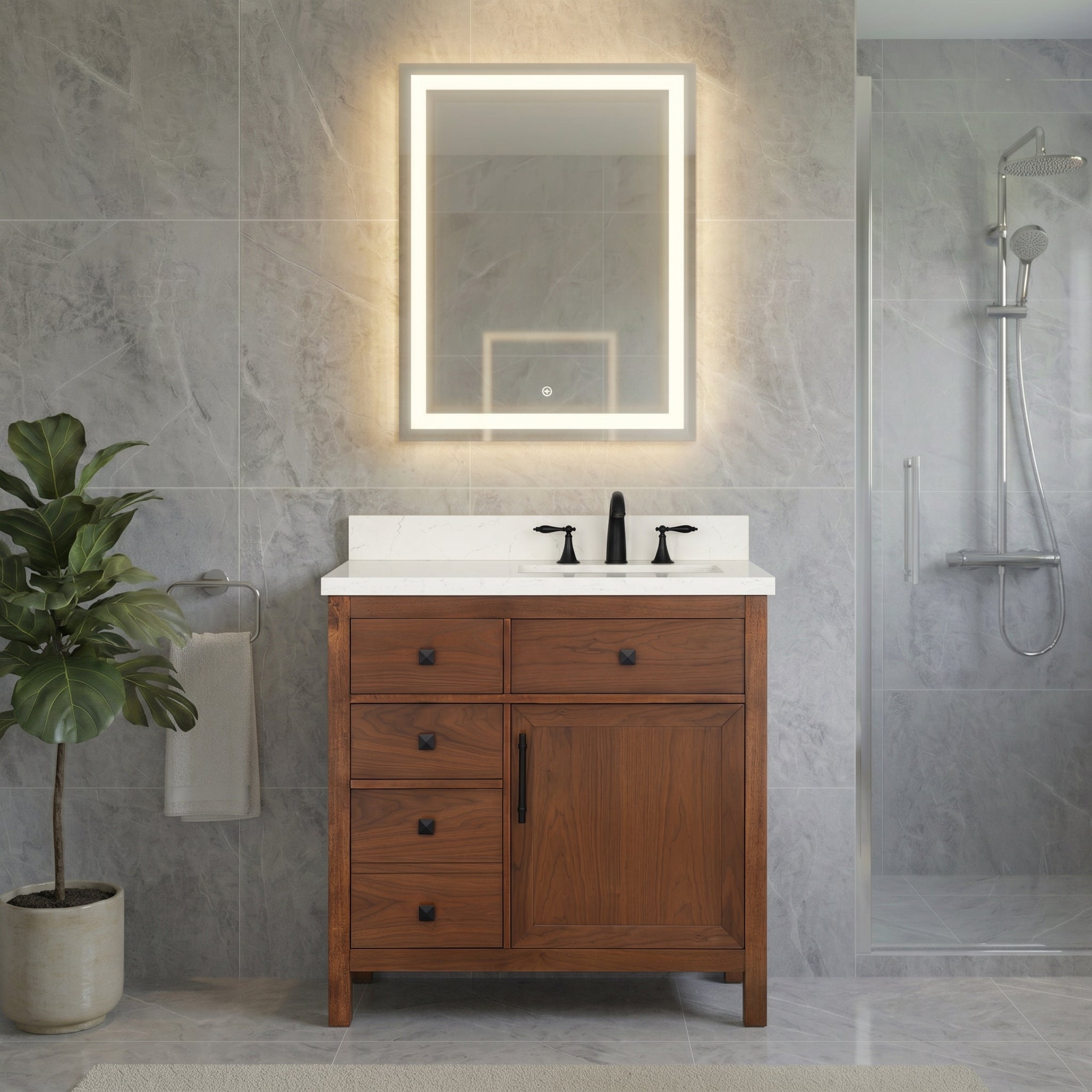 Lavanti Oakford - Walnut 36" Right Sink