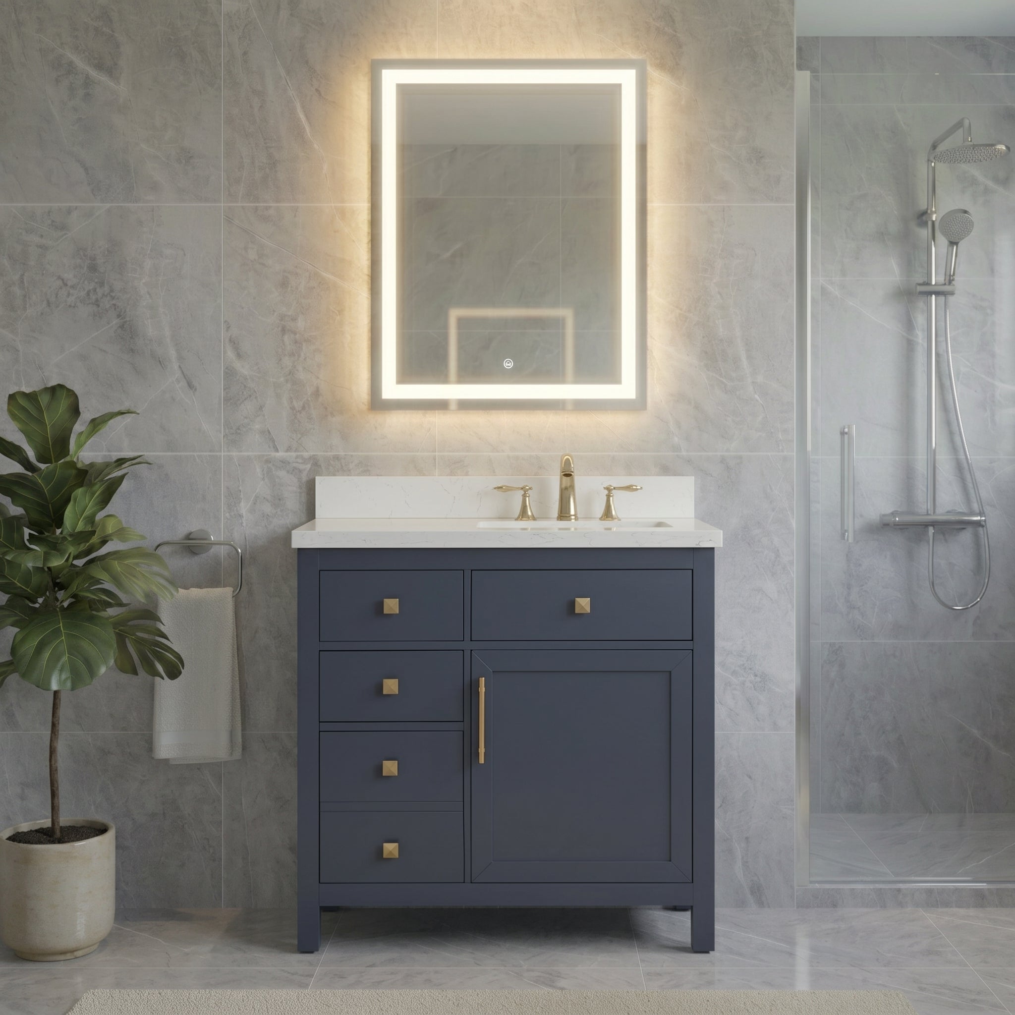 Lavanti Oakford - Navy Blue 36" Right Sink