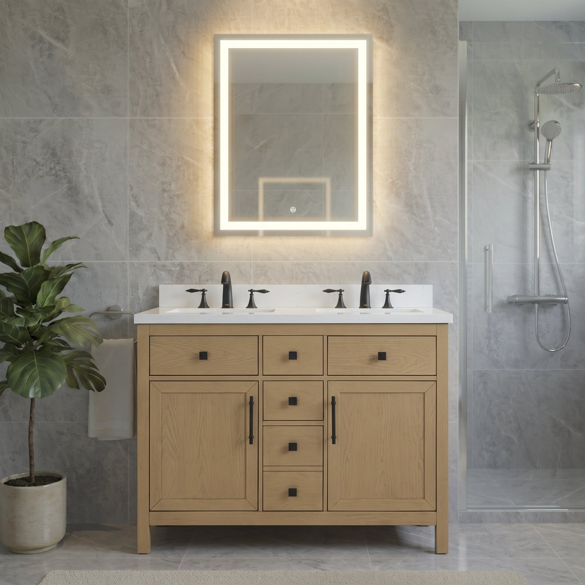 Lavanti Oakford - Oak 48" Double Sink